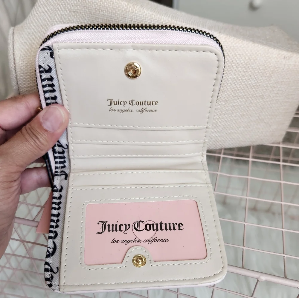 Juicy Couture Black and Pink Wallet with Logo Patch